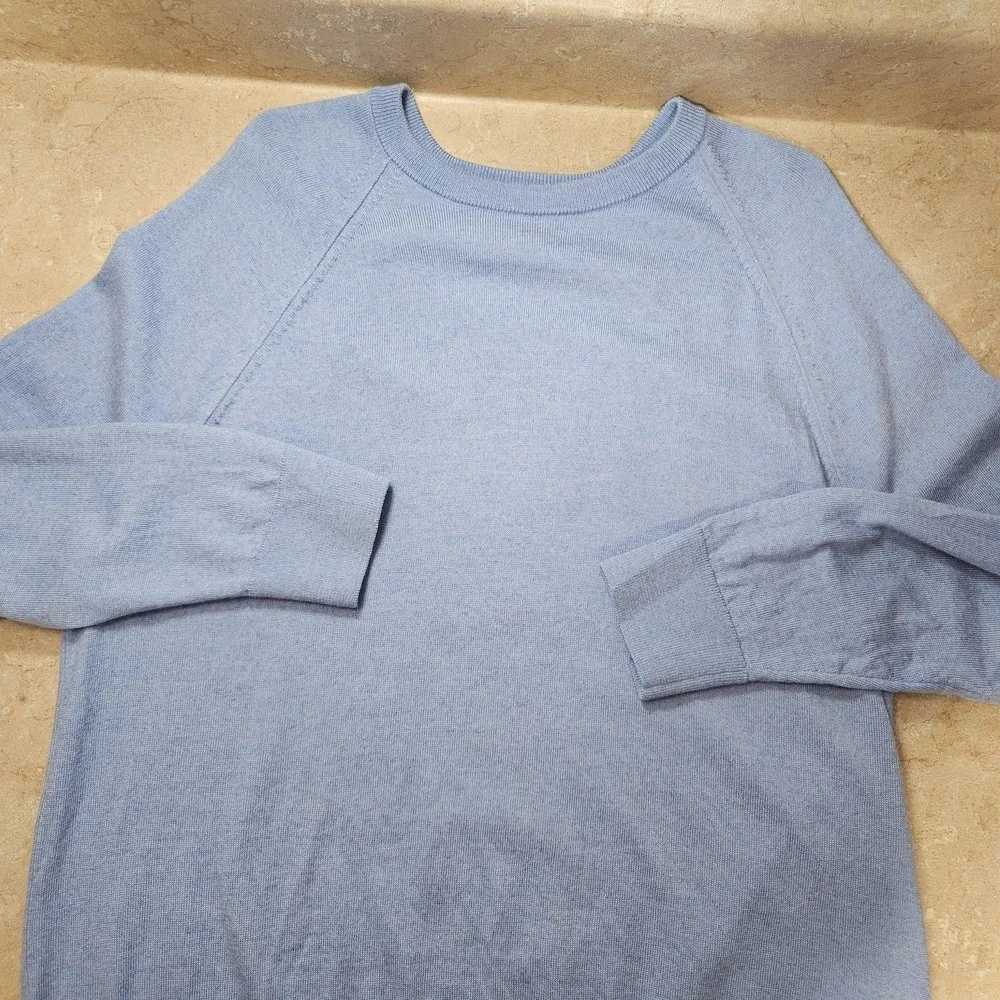 Banana Republic Sweater Mens XL Light Blue Italian Merino Wool Crewneck Pullover